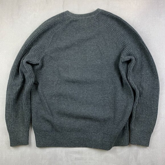 Gap Men Sweater Large Gray Crewneck Long Sleeve Fisherman Cable Knit Wool Nordic - Picture 6 of 6